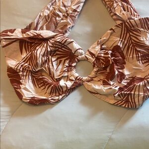 Mahina Brown and Cream Crop Top